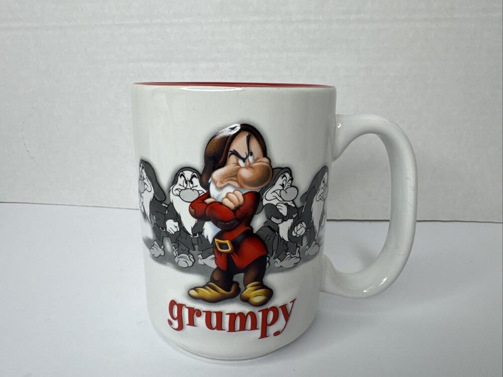 Walt Disney World Grumpy 3 D Ceramic Coffee Tea Cocoa Mug 16 oz w Red inside
